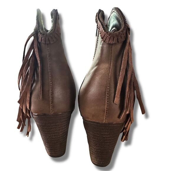 Pierre Dumas Women's Brown Fringe Block Heel Ankle Boots Western Size 6 - Picture 5 of 9